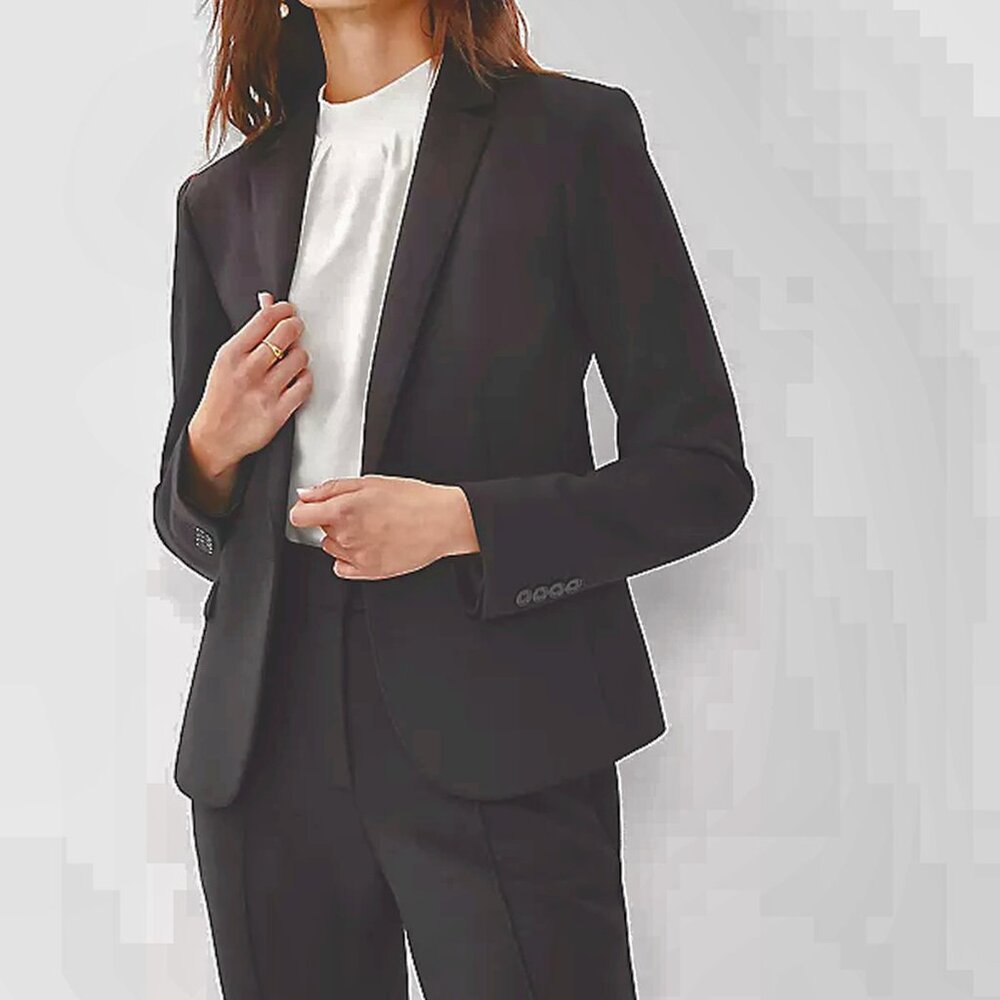 Ann Taylor Black Double-Knit One Button Tailored Blazer Size 8 NWT